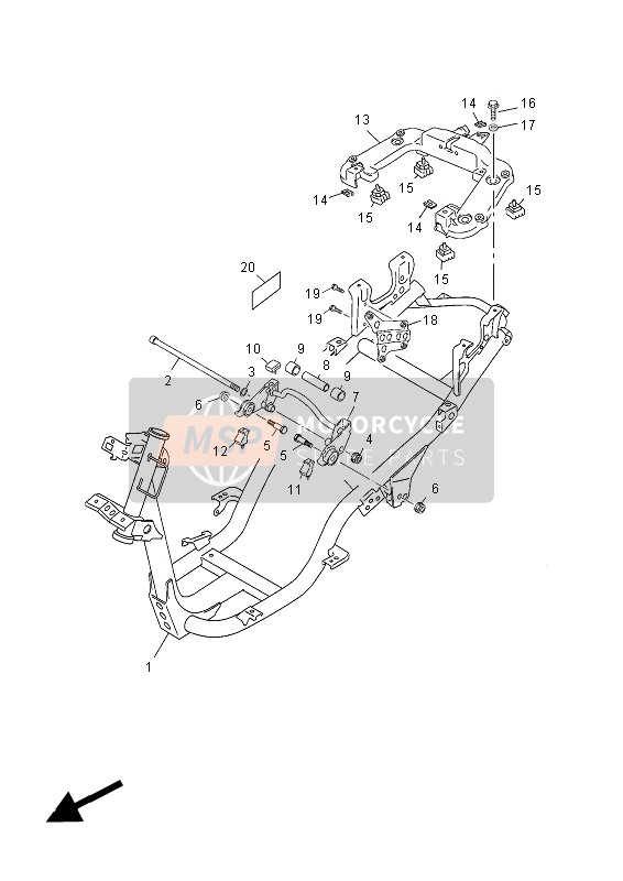 Yamaha YN50FMU 2014 Telaio per un 2014 Yamaha YN50FMU